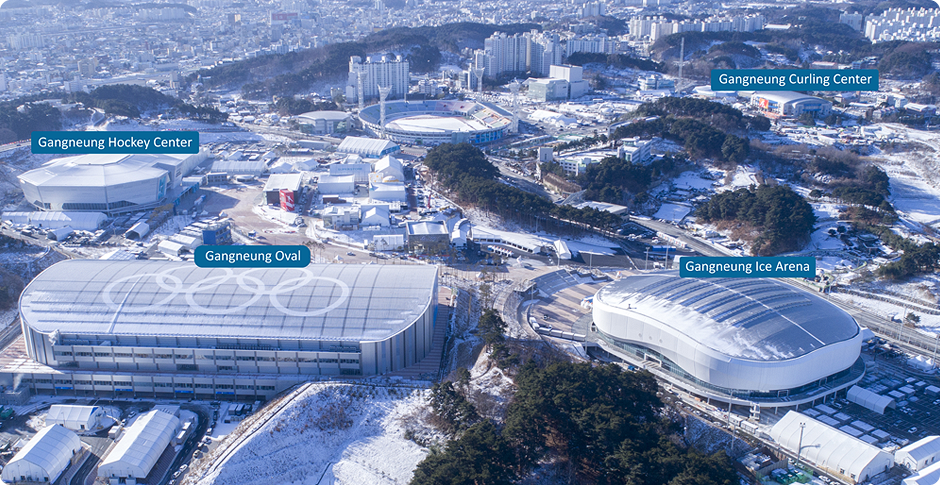 Gangneung Ice Arena, Gangneung Oval, Gangneung Hockey Center, Gangneung Curling Center