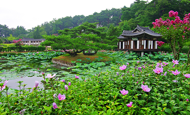 한국의 전통 건축물과 정원 이미지
